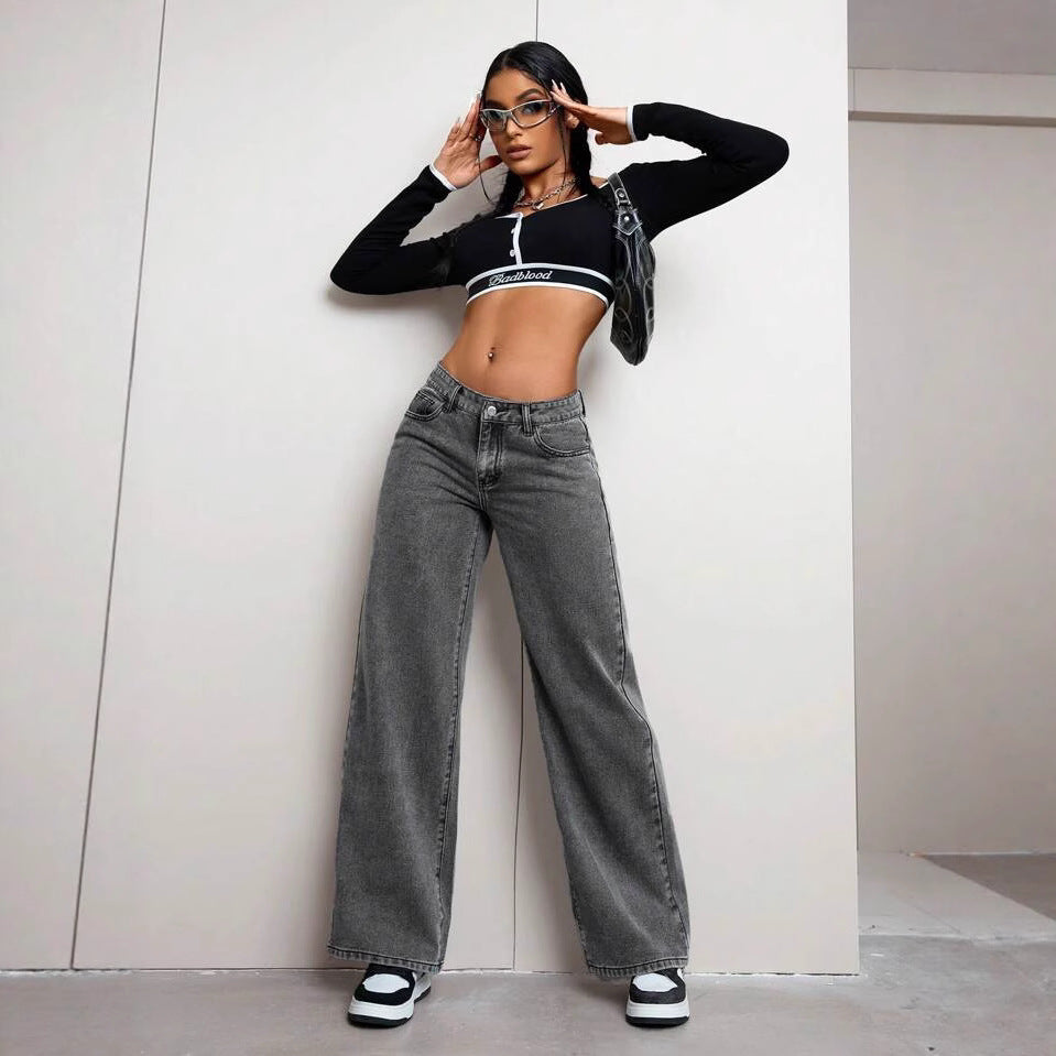 American style: ж, inns ы, Claire ш, high-waisted slimming jeans, loose and versatile women's pants