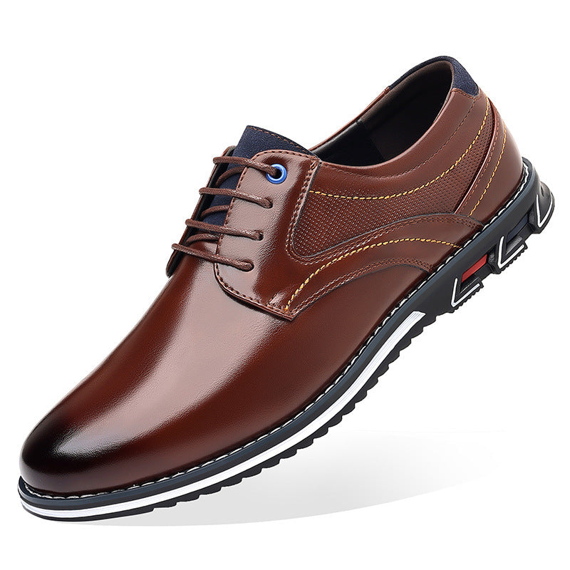 Large-sized men's shoes, fashionable, lightweight and casual leather shoes, lace-up for all seasons men's single shoes batch