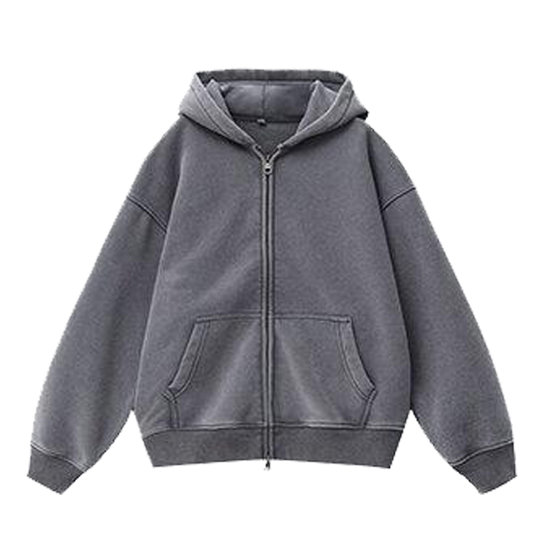 Fleece distressed hooded cardigan hoodie, American jacket, loose top, the same style, a heavyweight autumn and winter collection