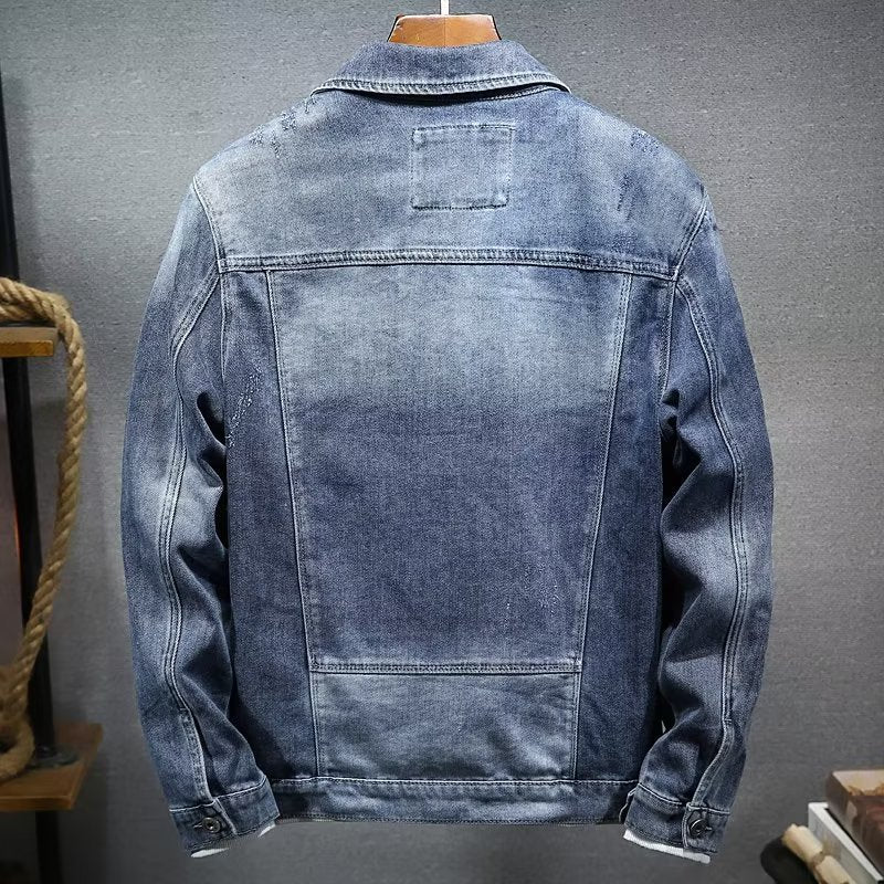 Spring and autumn denim jacket for men, loose and large-sized casual workwear, autumn jacket