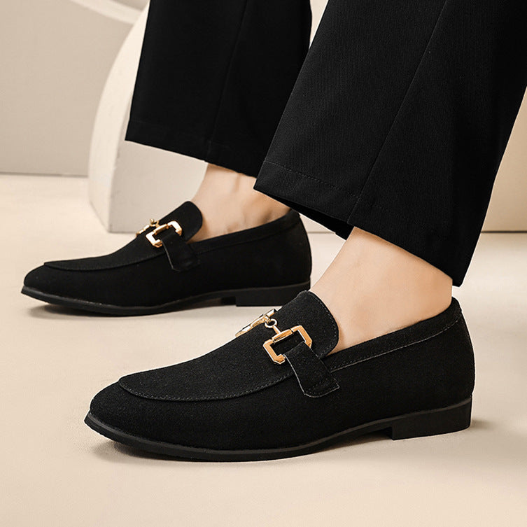 Men's solid color shiny loafers, -style oversized oversized oversized oversized loafers, office casual leather shoes for men