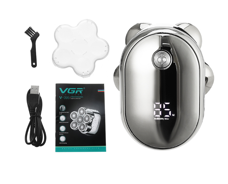 VGR395 Six-head Shaver Electric Shaver Floating Knife Head Waterproof Razor Digital Display portable hair clipper
