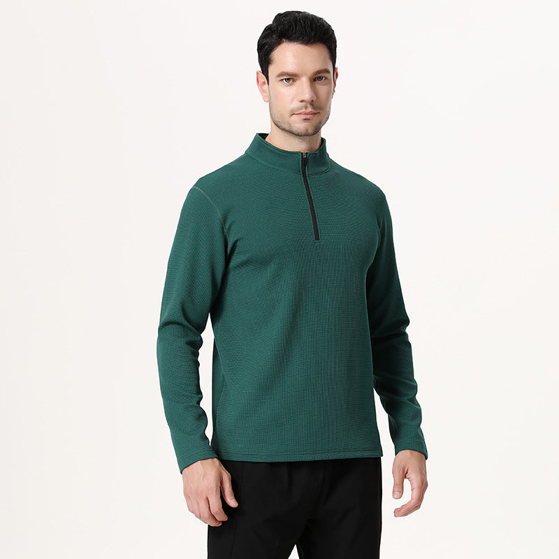 Spring LULU semi-zipper quick-drying clothes, long-sleeved tops, men's outdoor T-shirts, training, cycling, running and fitness wear