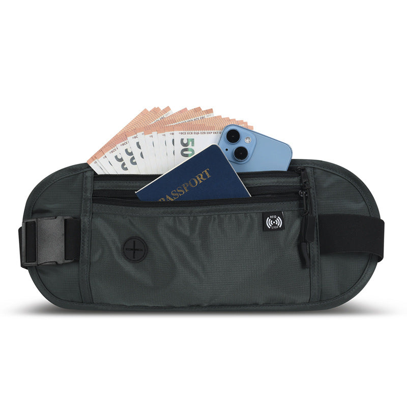 Running waist bag, outdoor multi-functional fitness bag, large-capacity anti-sticking mobile phone waist bag