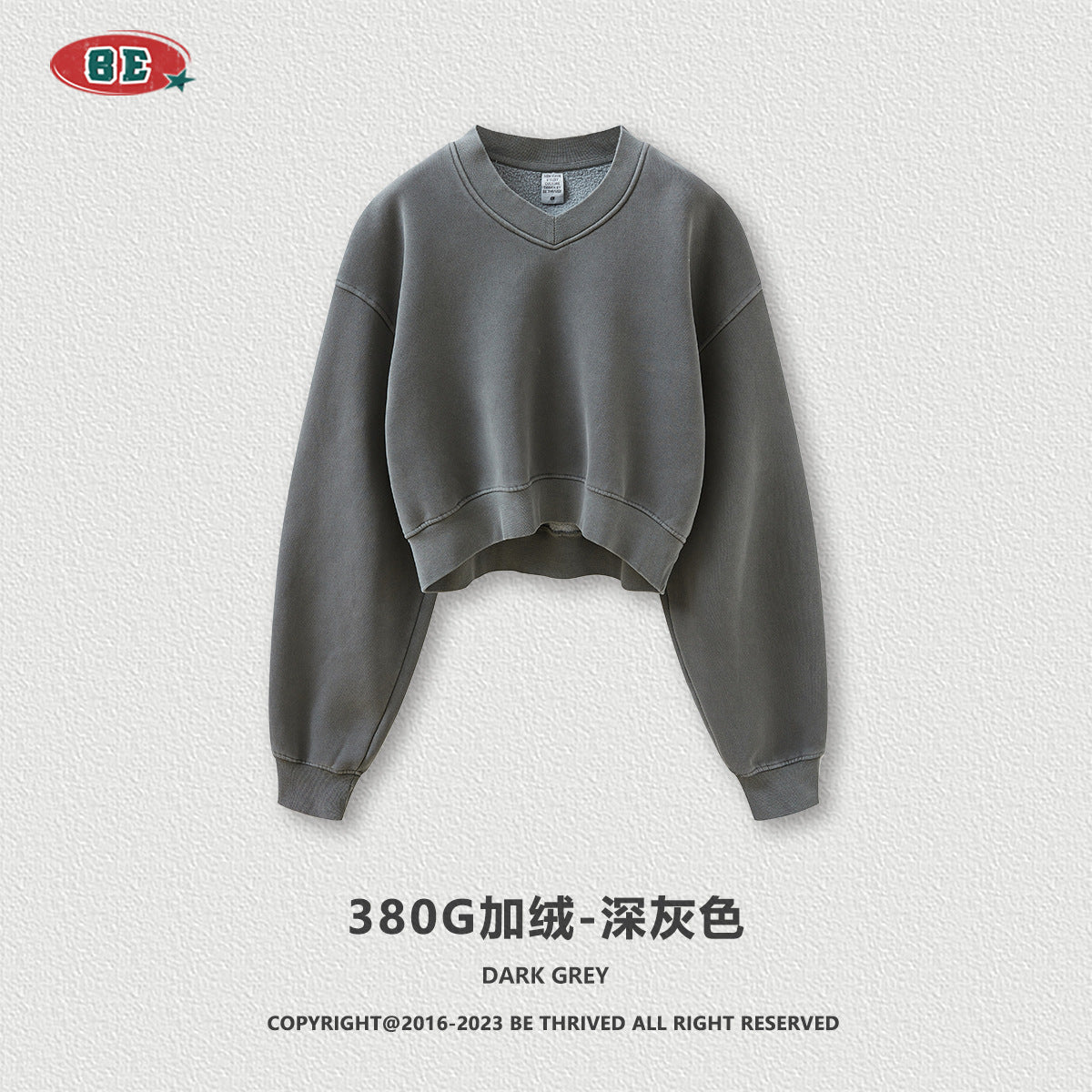 BE women's Clothing: V-neck hoodie with fleece for autumn and winter wash, short top for hot girls, versatile