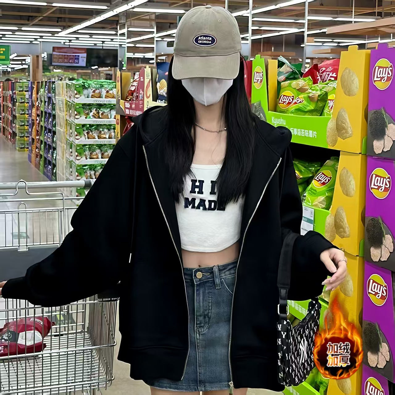 Autumn coats for women, spring and autumn hooded sweatshirts for women, early autumn grey cardigan tops for women