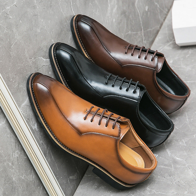 Leather shoes, men's business formal wear, men's shoes, wedding groom's shoes, men's leather Oxford shoes, British black