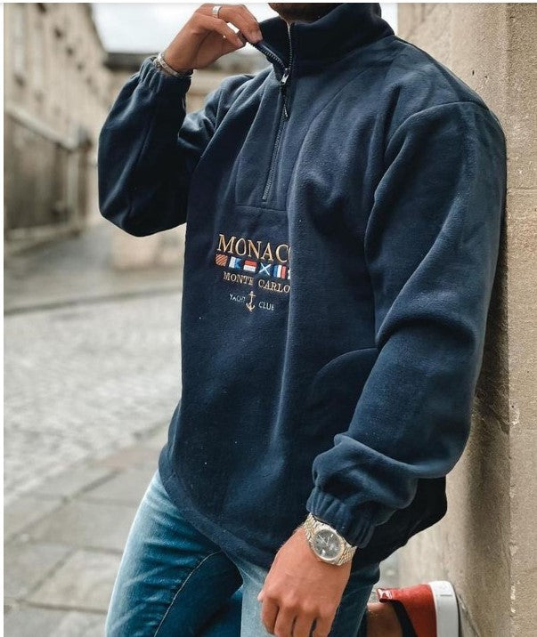 Thickened casual men's hoodie with embroidered letters for spring, autumn and winter