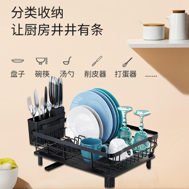 Kitchen dish rack, multi-functional bowl and plate storage rack, tableware and chopsticks draining rack, sink bowl rack, storage rack