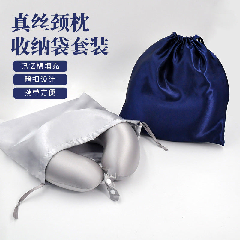 A mulberry silk neck pillow for air travel storage and neck protection, a U-shaped pillow for business office sleep and cervical spine protection