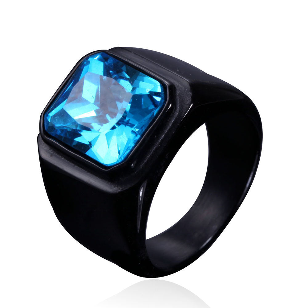 Square gem trendy men's ring HFJ342