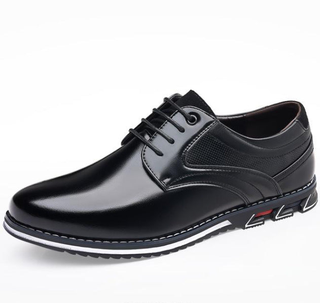 Large-sized men's shoes, fashionable, lightweight and casual leather shoes, lace-up for all seasons men's single shoes batch