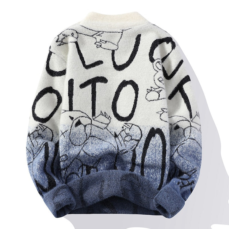 High-neck sweater for boys in autumn and winter: 15. Thick and warm knitted sweater for junior high school students; 13. Gradient color sweater for boys