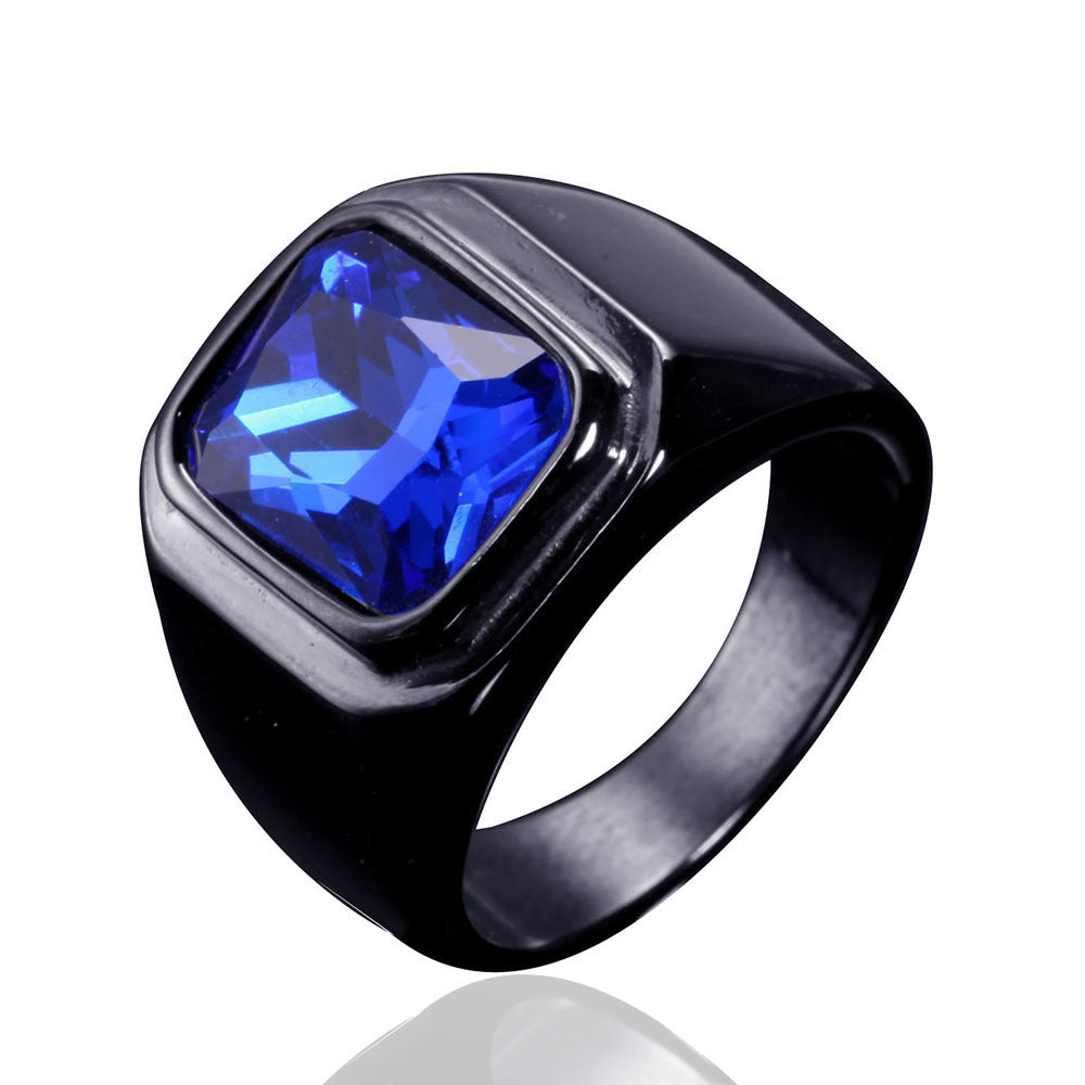 Square gem trendy men's ring HFJ342