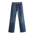 Straight-leg denim wide-leg pants for women, spring and autumn style, slimming floor-length pants
