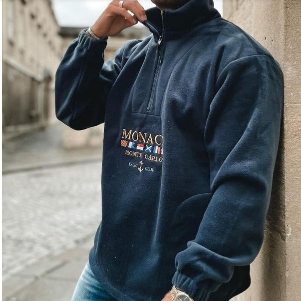 Thickened casual men's hoodie with embroidered letters for spring, autumn and winter