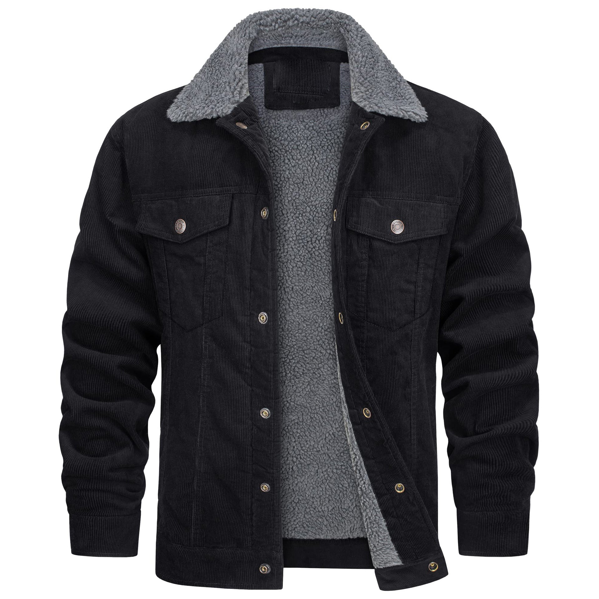 A young man's multi-bag winter loose pure cotton corduroy jacket for warmth