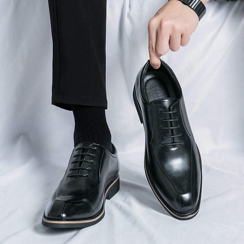 Leather shoes, men's business formal wear, men's shoes, wedding groom's shoes, men's leather Oxford shoes, British black