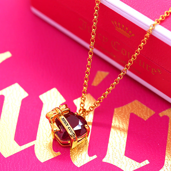 candy-colored heart-shaped crystal collarbone chain, versatile heart bow for girls