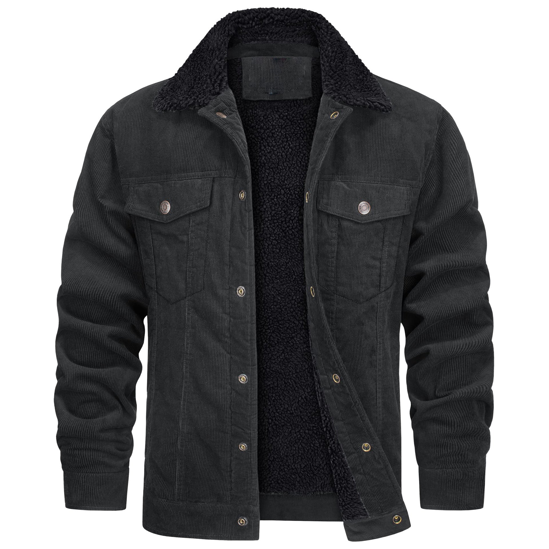 A young man's multi-bag winter loose pure cotton corduroy jacket for warmth