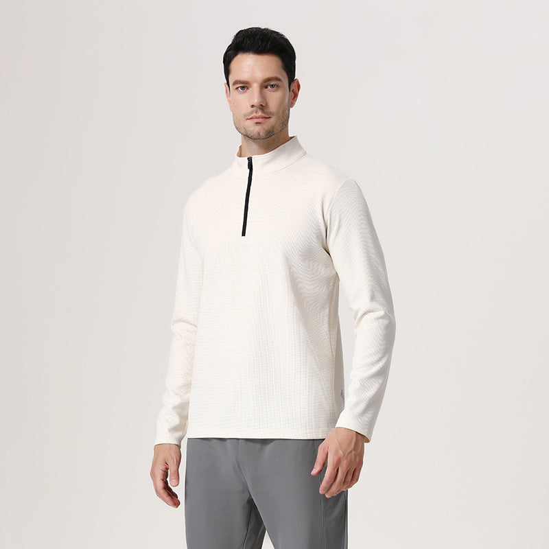 Spring LULU semi-zipper quick-drying clothes, long-sleeved tops, men's outdoor T-shirts, training, cycling, running and fitness wear