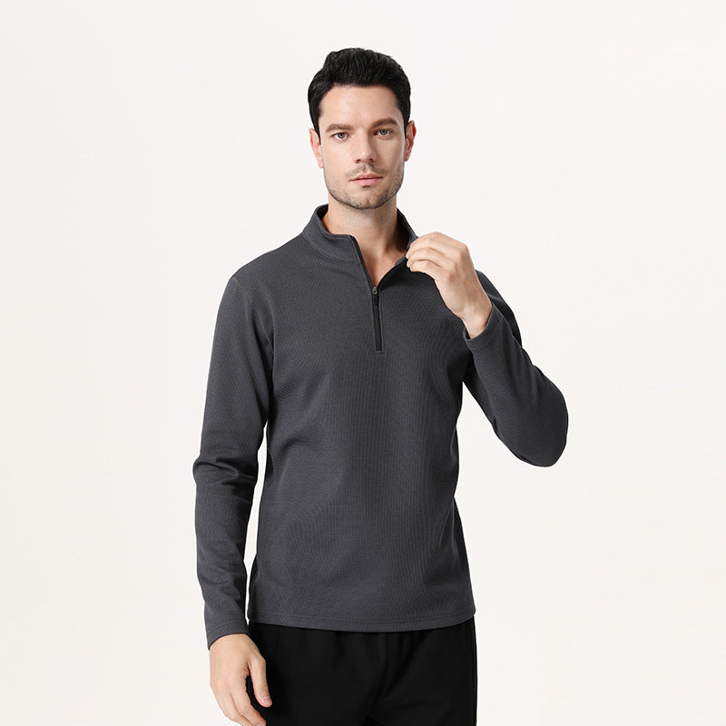 Spring LULU semi-zipper quick-drying clothes, long-sleeved tops, men's outdoor T-shirts, training, cycling, running and fitness wear