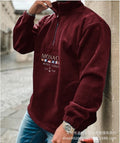 Thickened casual men's hoodie with embroidered letters for spring, autumn and winter