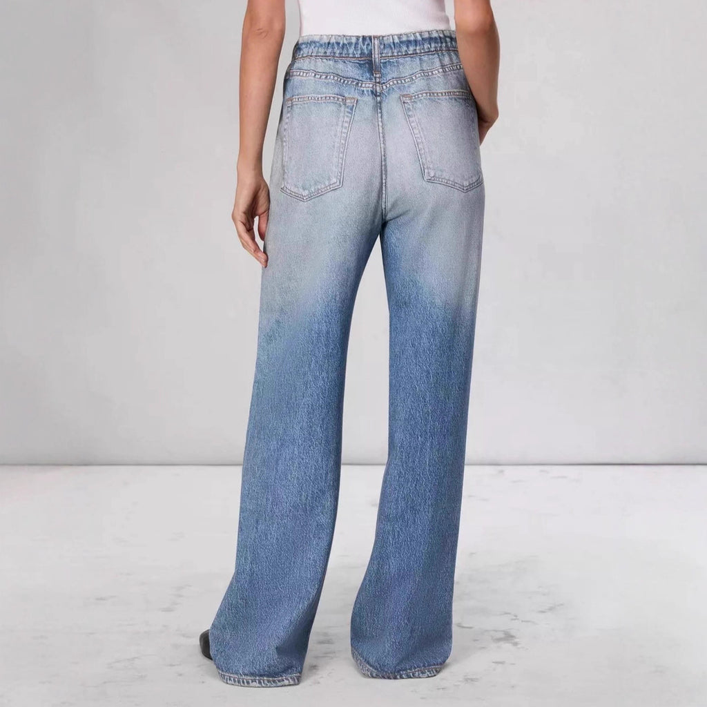 American high-waisted jeans for women, loose and versatile, narrow floor-length long pants, wide-leg pants