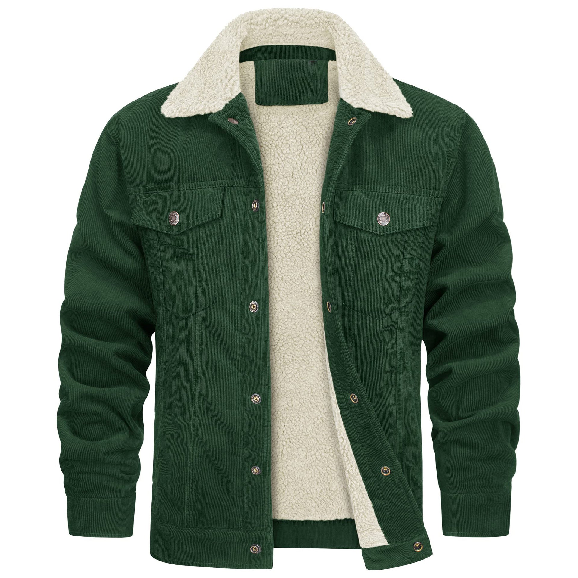 A young man's multi-bag winter loose pure cotton corduroy jacket for warmth