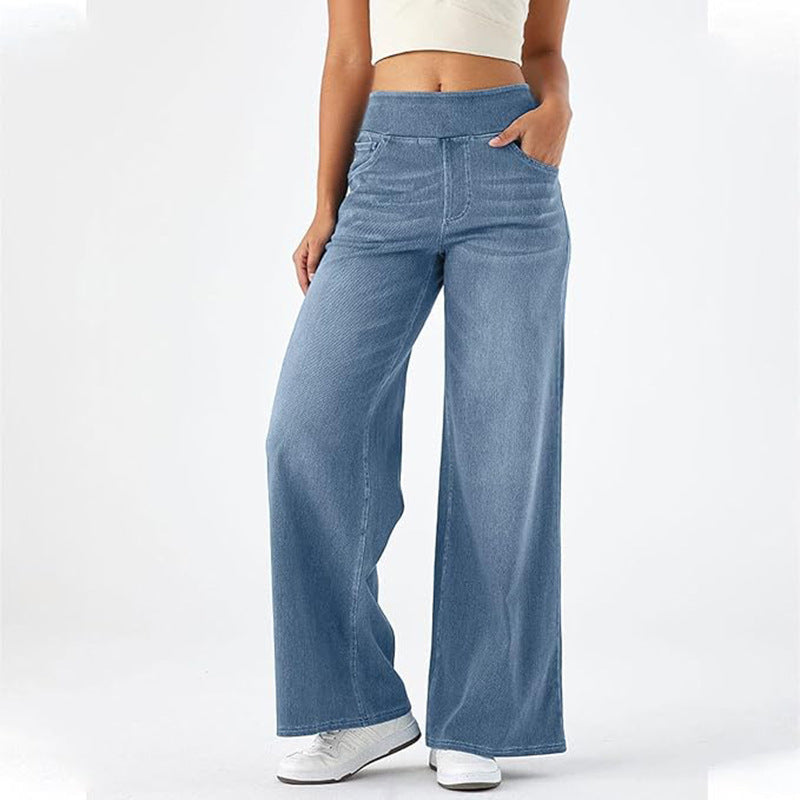 Loose, slimming wide-leg jeans for ladies, casual