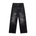 The latest trend of men's washed and aged straight-leg jeans and loose casual pants