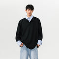 Blue striped shirt collar pullover hoodie, Hong Kong-style fake, two artistic campus-style spring tops and POLO shirts
