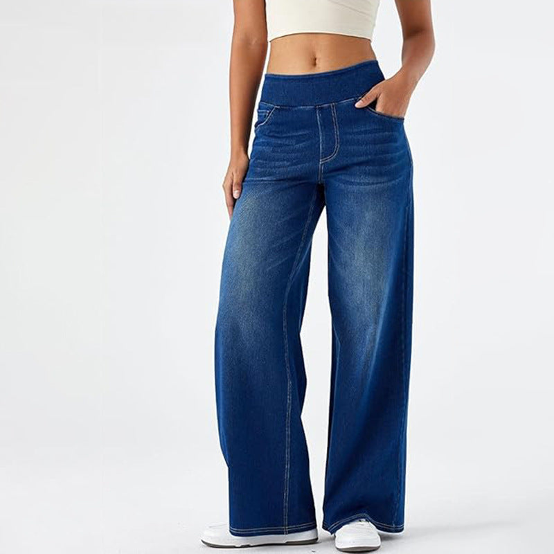 Loose, slimming wide-leg jeans for ladies, casual