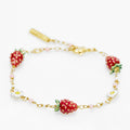 Original design, versatile white floral strawberry bracelet, fresh and sweet flower best friend jewelry for girls