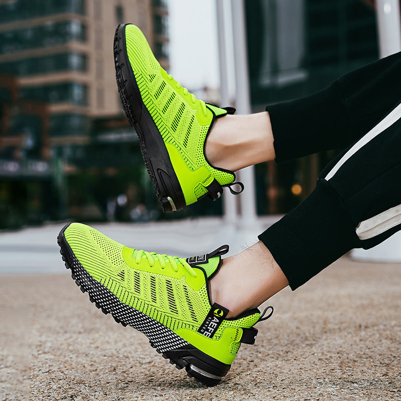 Large-sized men's mesh lightweight running shoes, outdoor hiking casual trendy shoes