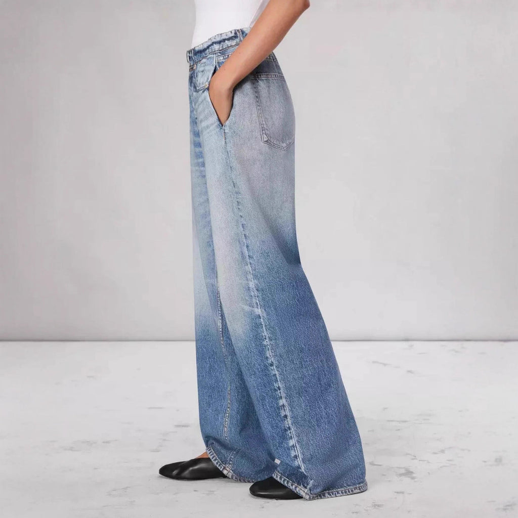 American high-waisted jeans for women, loose and versatile, narrow floor-length long pants, wide-leg pants