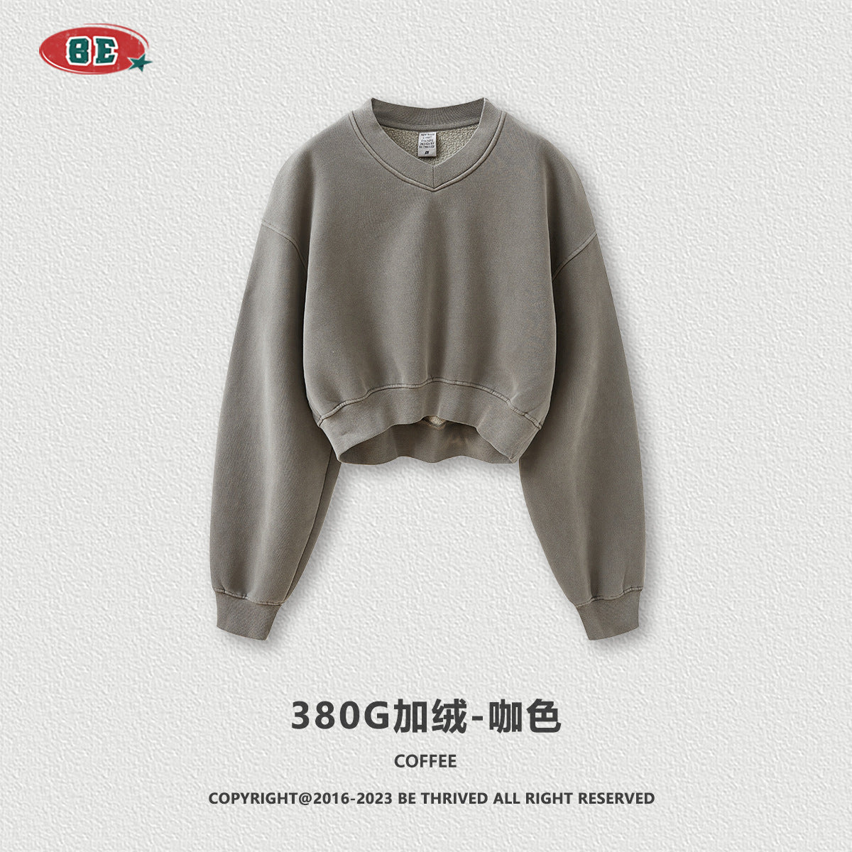 BE women's Clothing: V-neck hoodie with fleece for autumn and winter wash, short top for hot girls, versatile