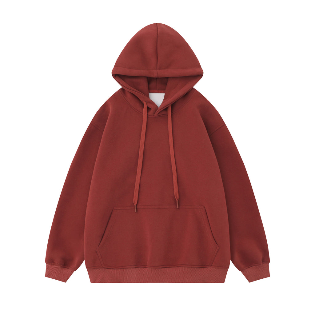 Autumn American-style loose street men's solid-color hooded sweatshirts and women's -style casual long-sleeved shirts