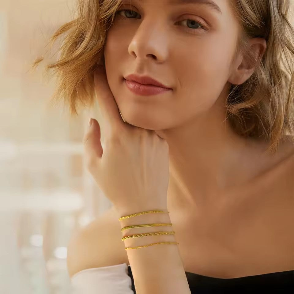 Golden bracelet twisting Figaro Cuban chain bracelet women's jewelry