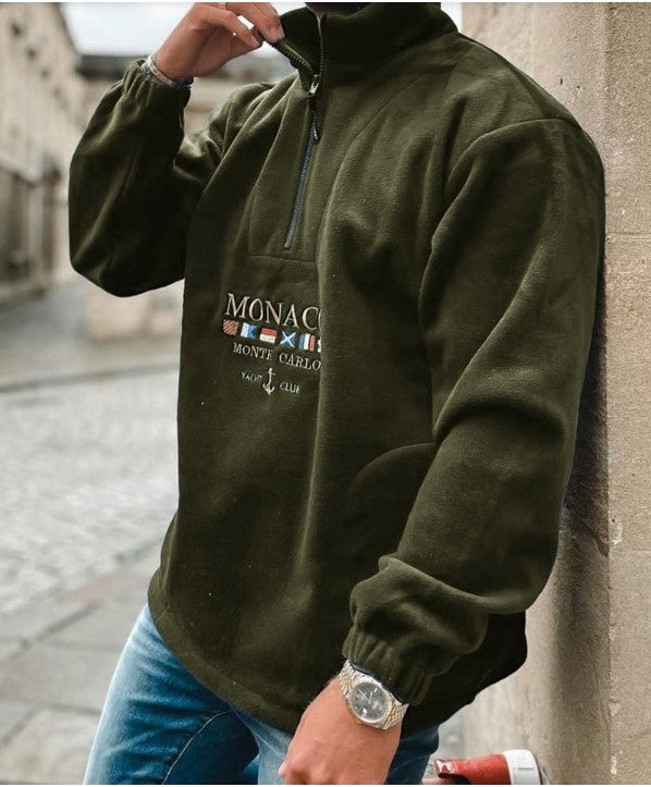 Thickened casual men's hoodie with embroidered letters for spring, autumn and winter