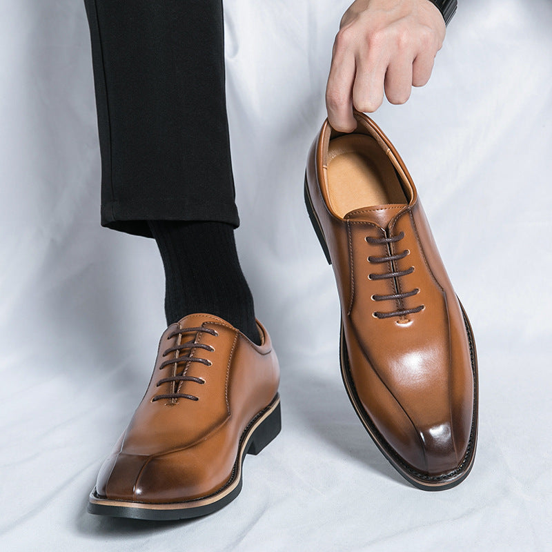Leather shoes, men's business formal wear, men's shoes, wedding groom's shoes, men's leather Oxford shoes, British black