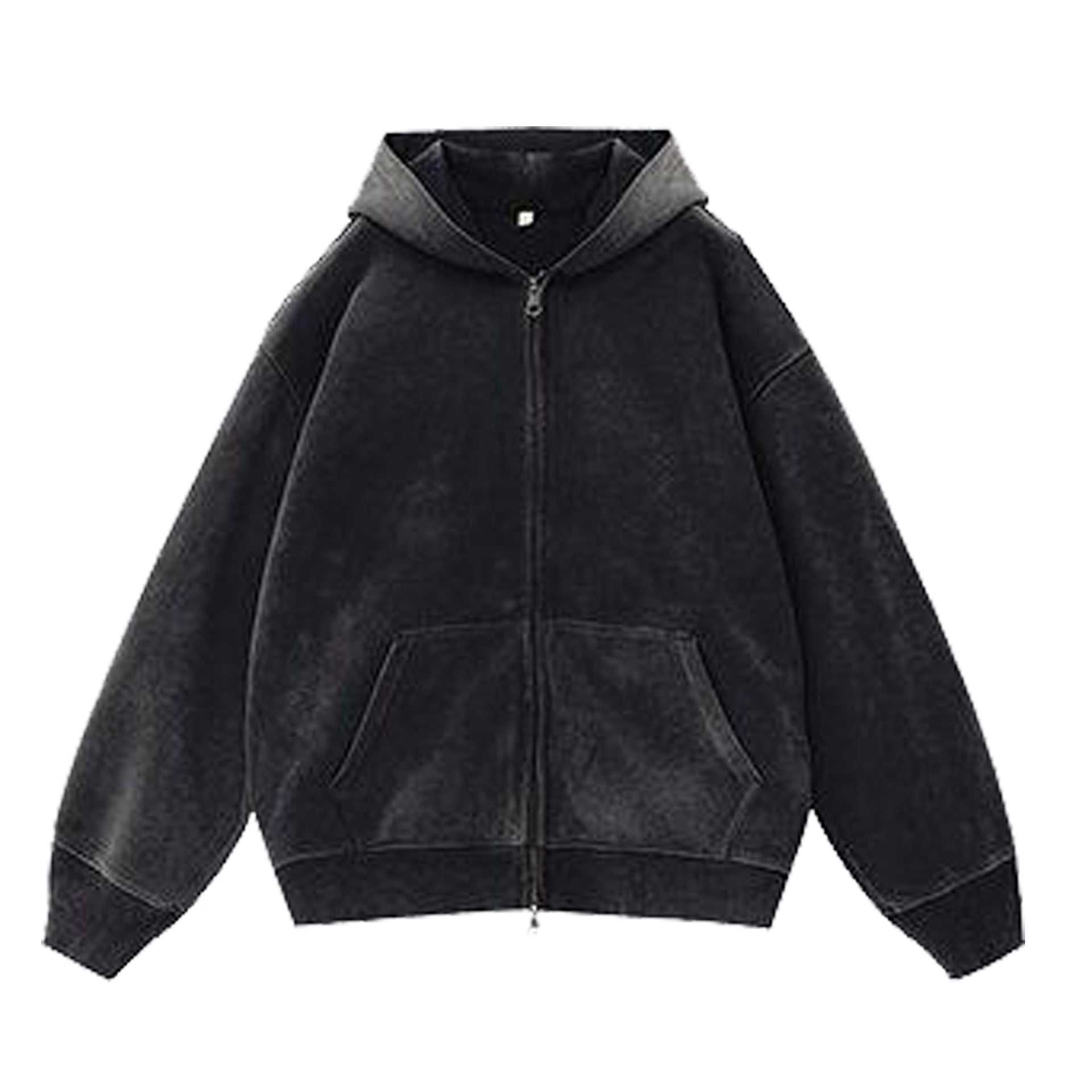 Fleece distressed hooded cardigan hoodie, American jacket, loose top, the same style, a heavyweight autumn and winter collection